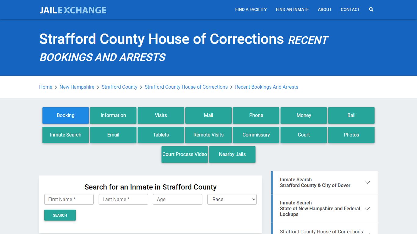 Strafford County House of Corrections Recent Bookings And Arrests