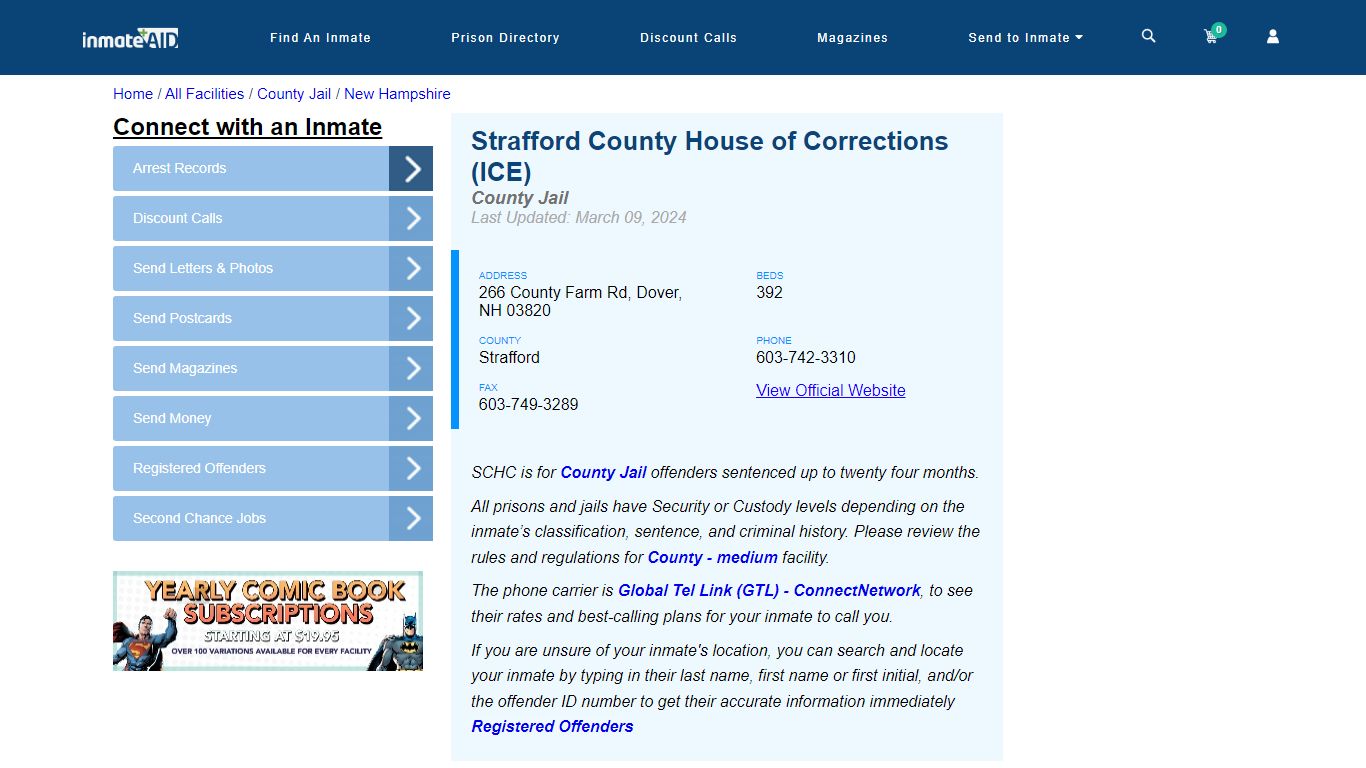 Strafford County House of Corrections (ICE) - Inmate Locator